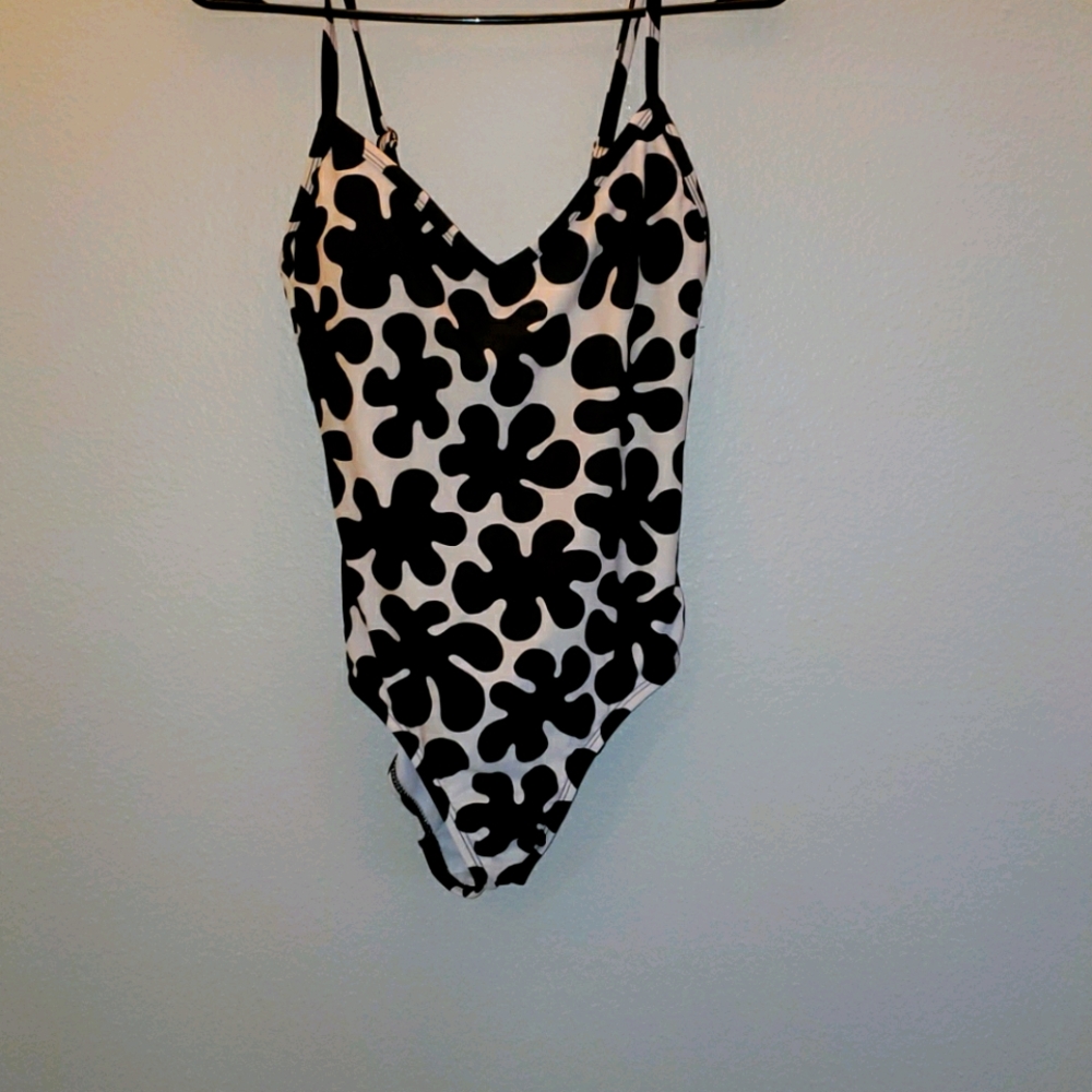Black and white floral ladies swimsuit